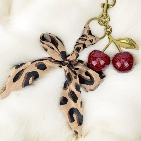 Cherry Bag Charm and Leopard Bow - Picture 5 of 6
